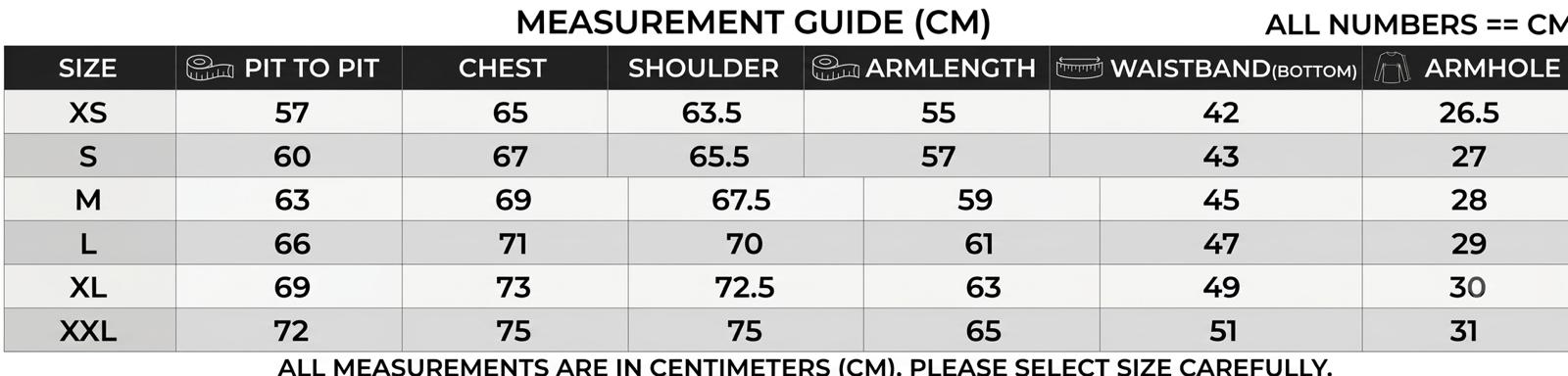 KW2D Meisai Hoodie — size chart